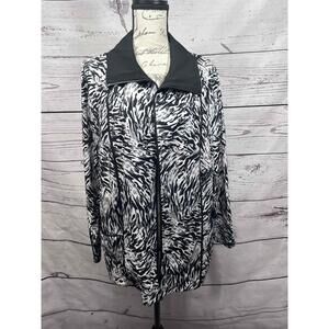 CJ Banks Zip Up‎ Black White Lightweight Jacket Womens 1X Size